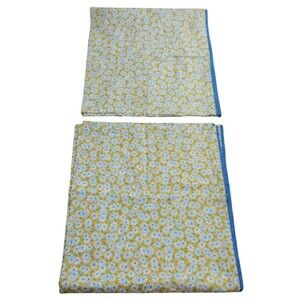VTG 2pc Window Valance 78x17 Floral Yellow White Daisies Blue Trim Cottagecore
